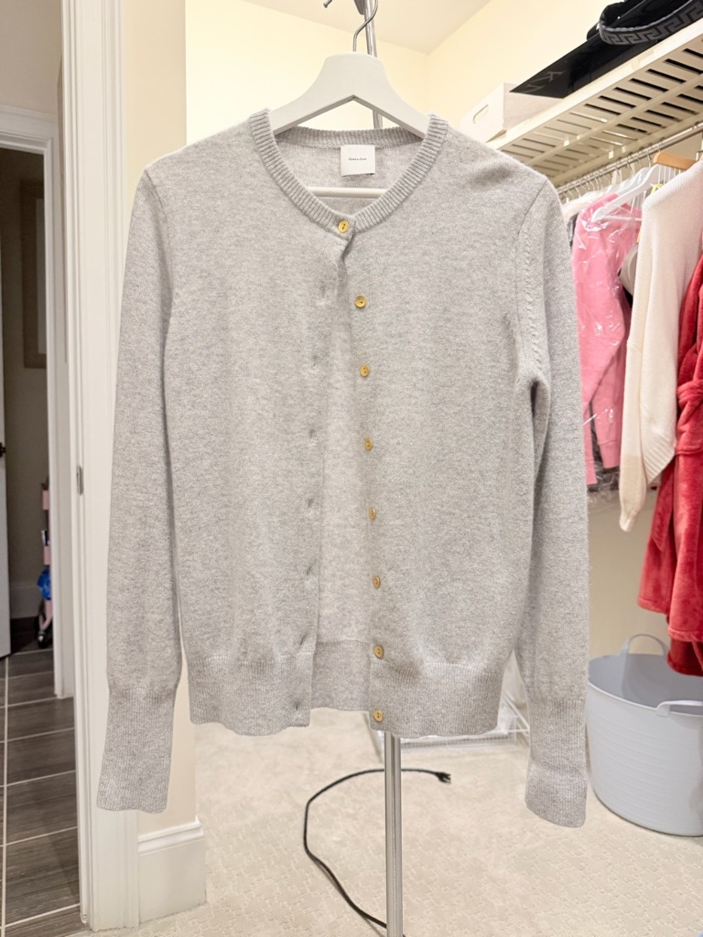 Japanese Spick & Span Grey Cardigan with Golden Buttons